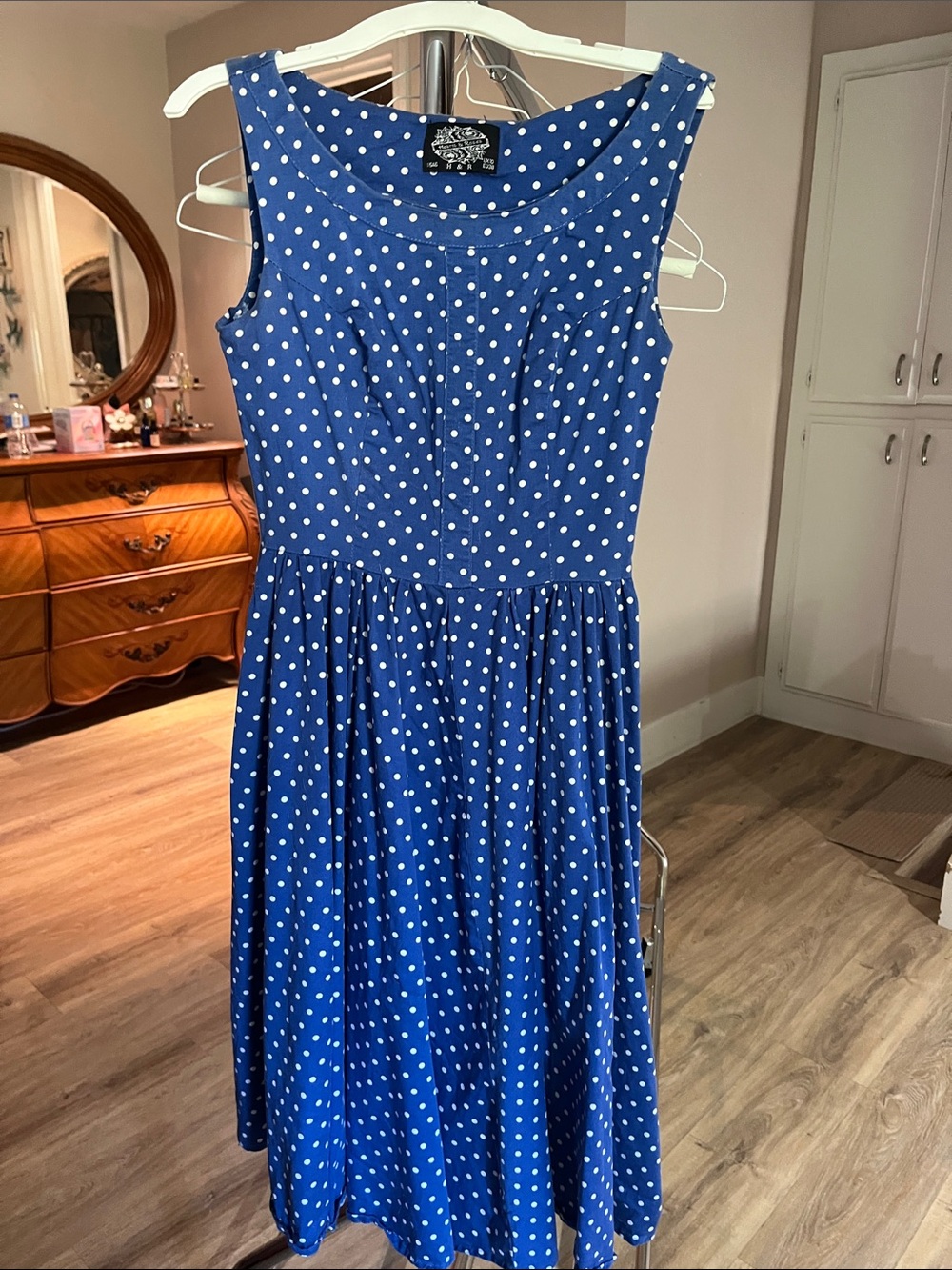Royal Blue Polka Dot Fit & Flare Dress
